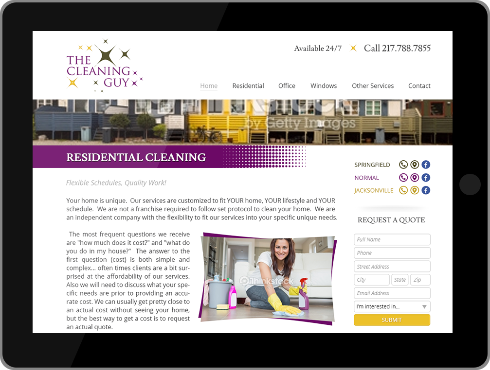 The Cleaning Guy tablet website